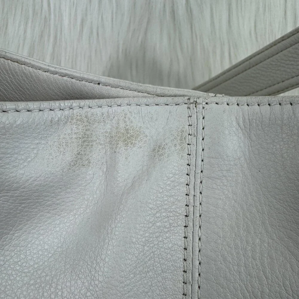 HOBO Cream Leather Hobo Shoulder Bag